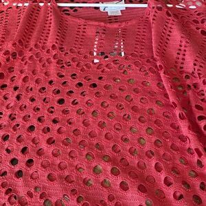 NWT sheer lace crochet top in coral color size L/XL
